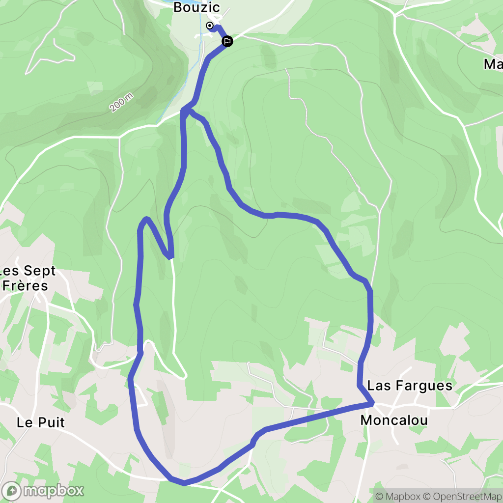 Bouzic : carte du parcours de randonnée - France
