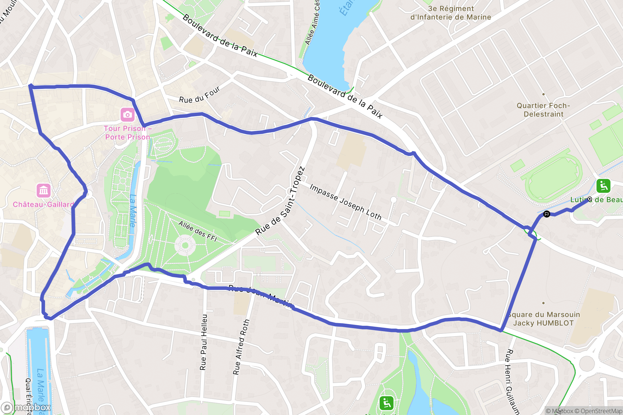 Vannes : carte du parcours de randonnée - France