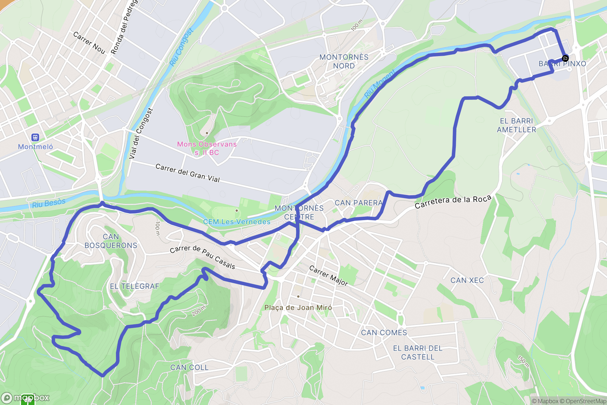 Vilanova del Vallès : carte du parcours de randonnée - Spain
