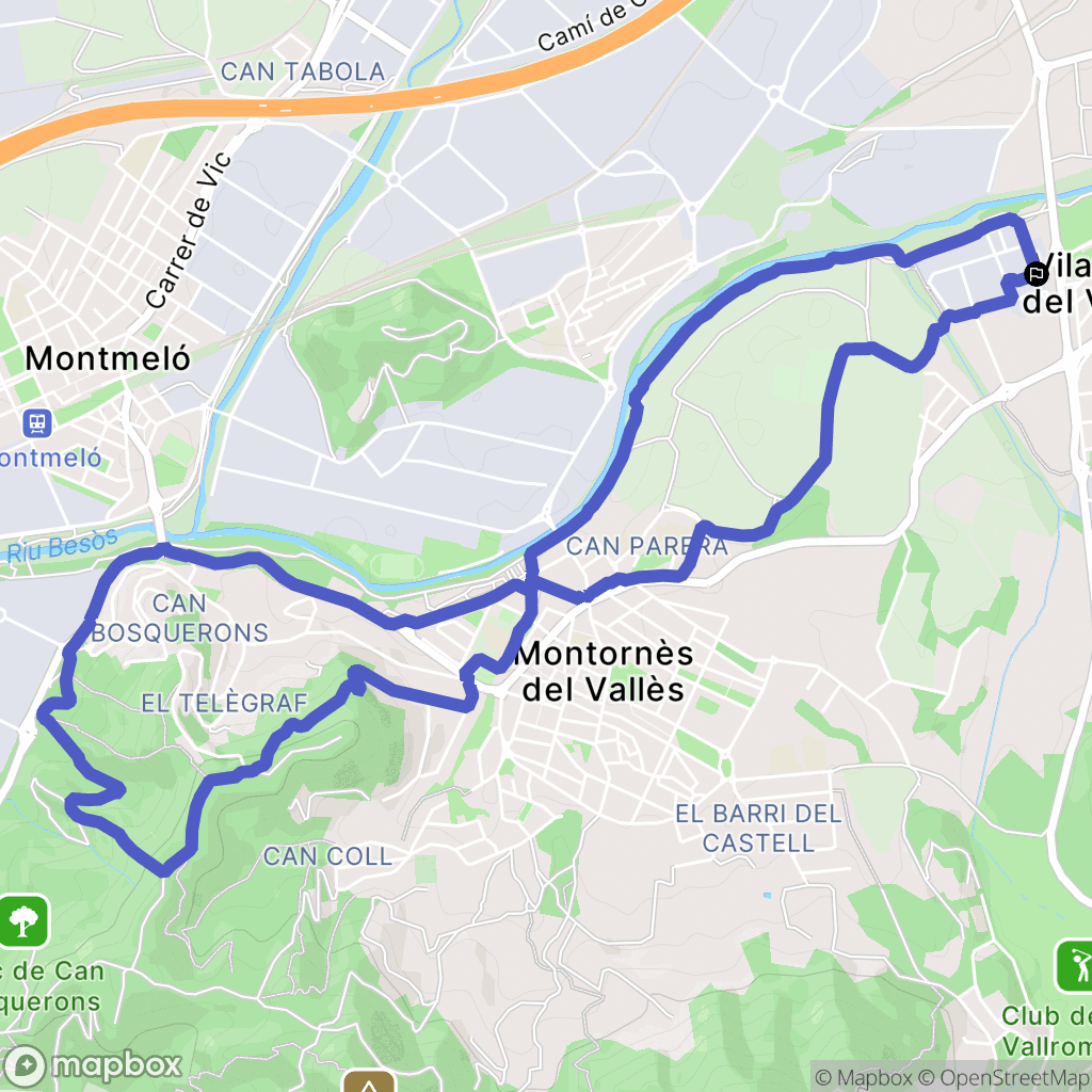 Vilanova del Vallès : carte du parcours de randonnée - Spain