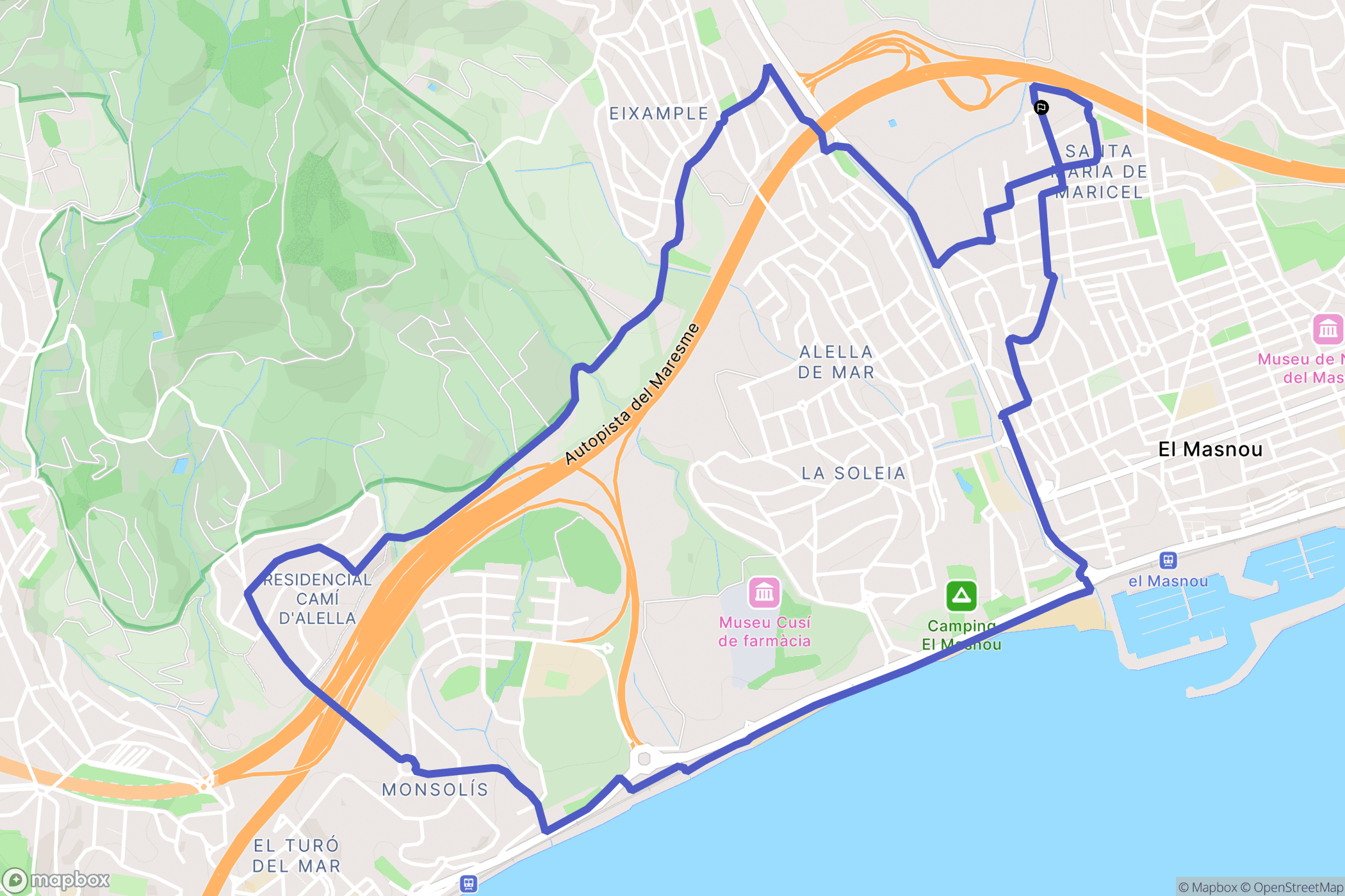 El Masnou : carte du parcours de randonnée - Spain