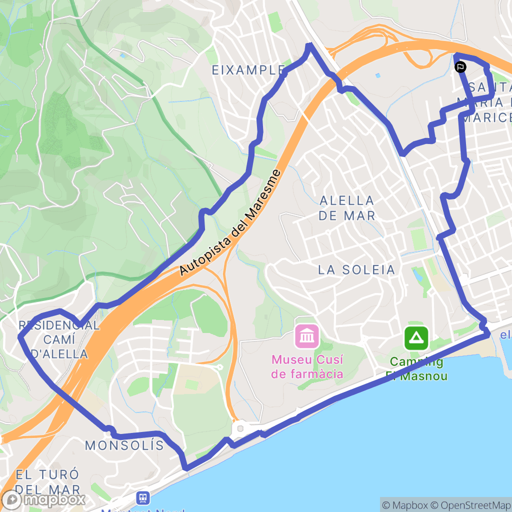 El Masnou : carte du parcours de randonnée - Spain