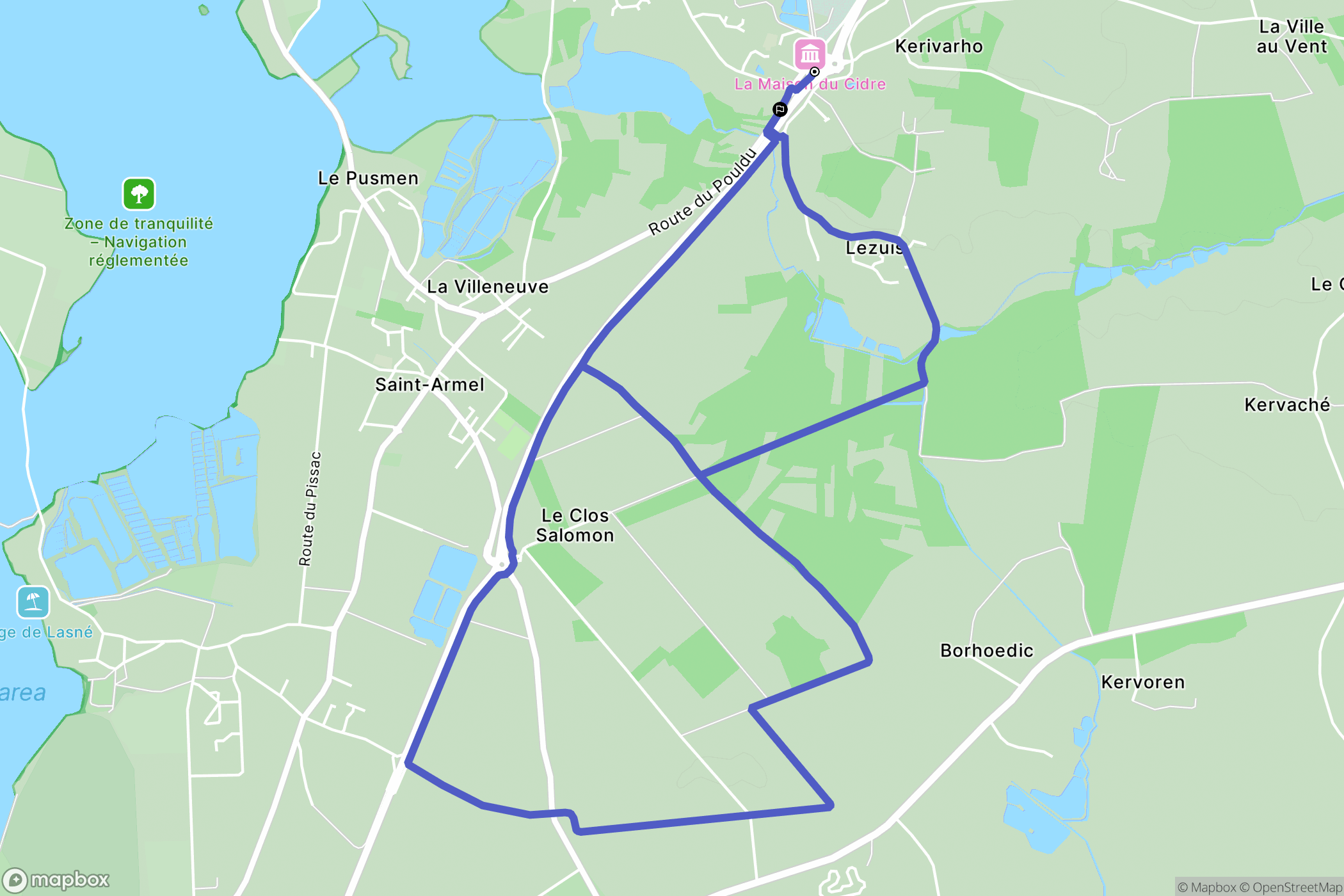 Le Hézo : carte du parcours de randonnée - France