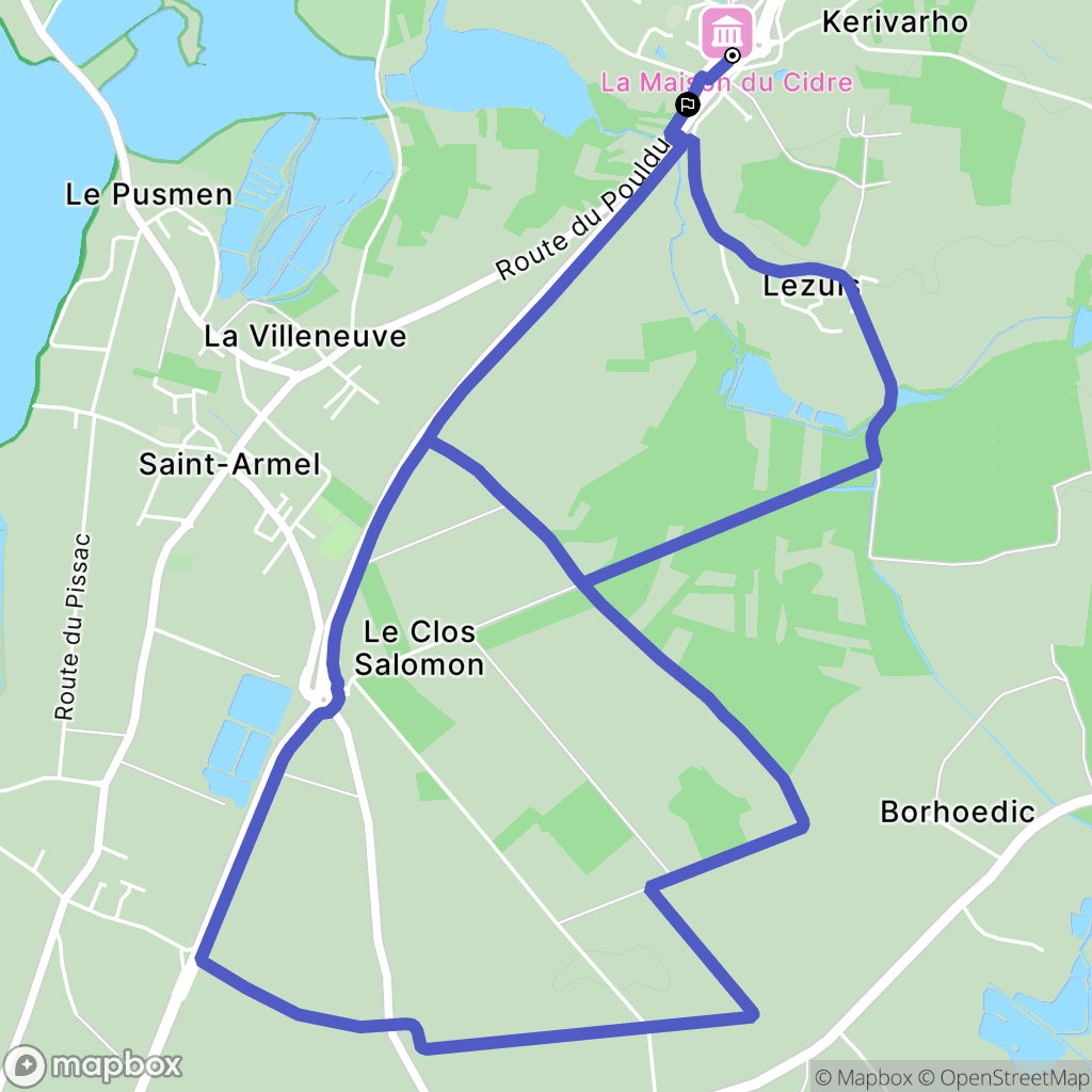 Le Hézo : carte du parcours de randonnée - France