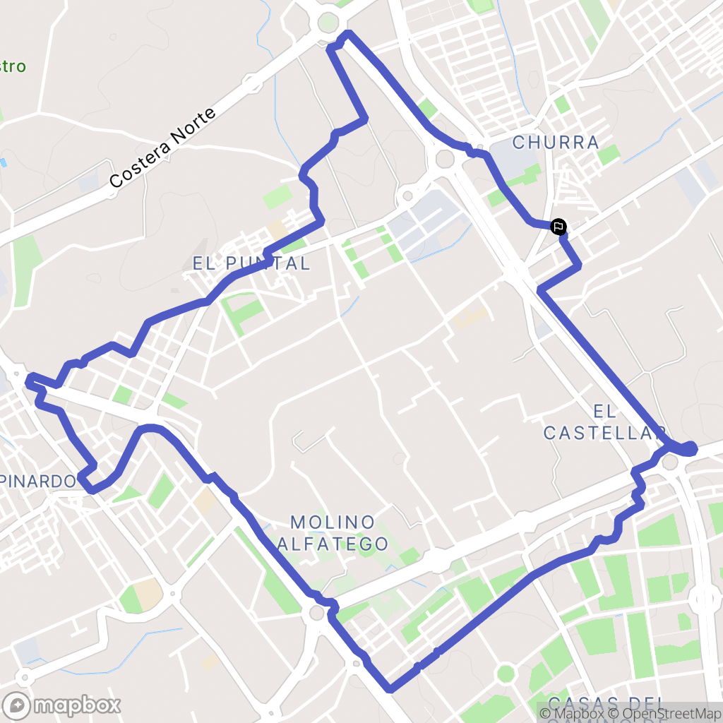 Churra : carte du parcours de randonnée - Spain