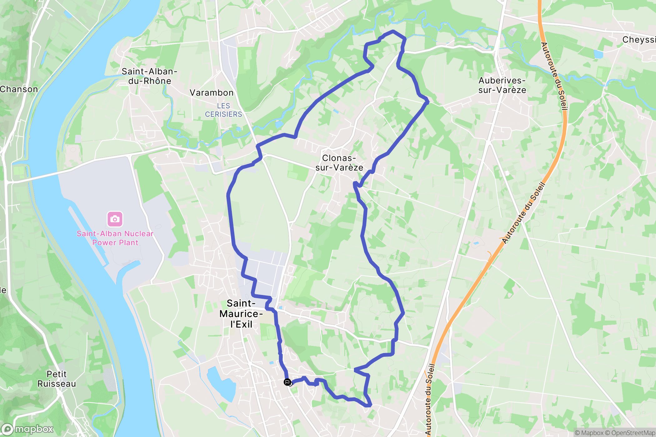 Saint-Maurice-l'Exil : carte du parcours de randonnée - France