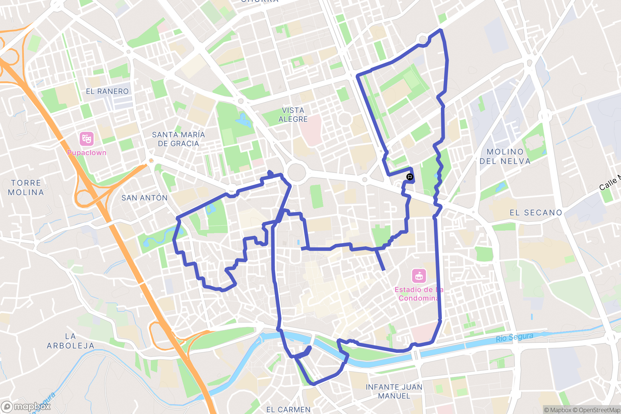 Murcia : carte du parcours de randonnée - Spain