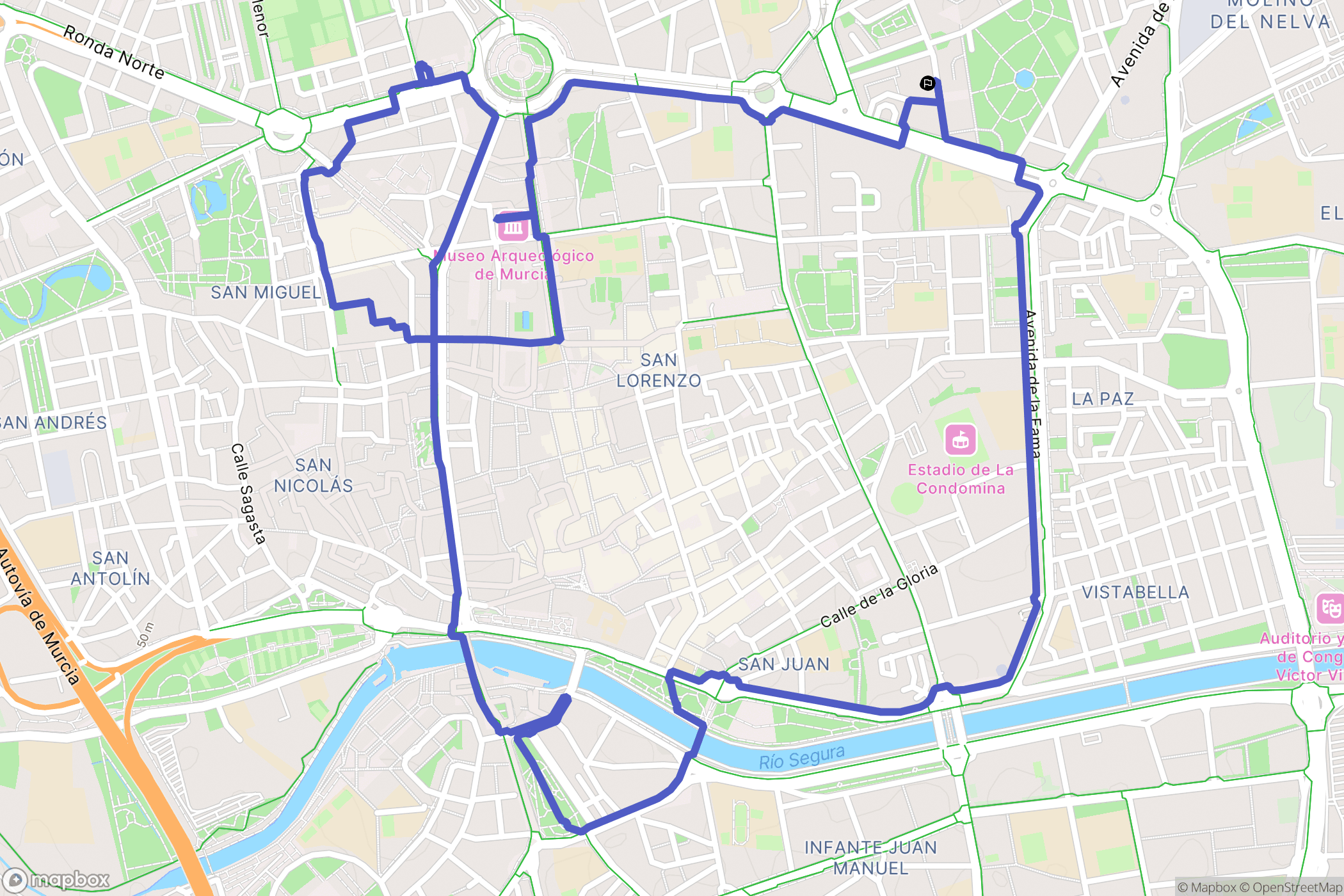 Murcia : carte du parcours de randonnée - Spain