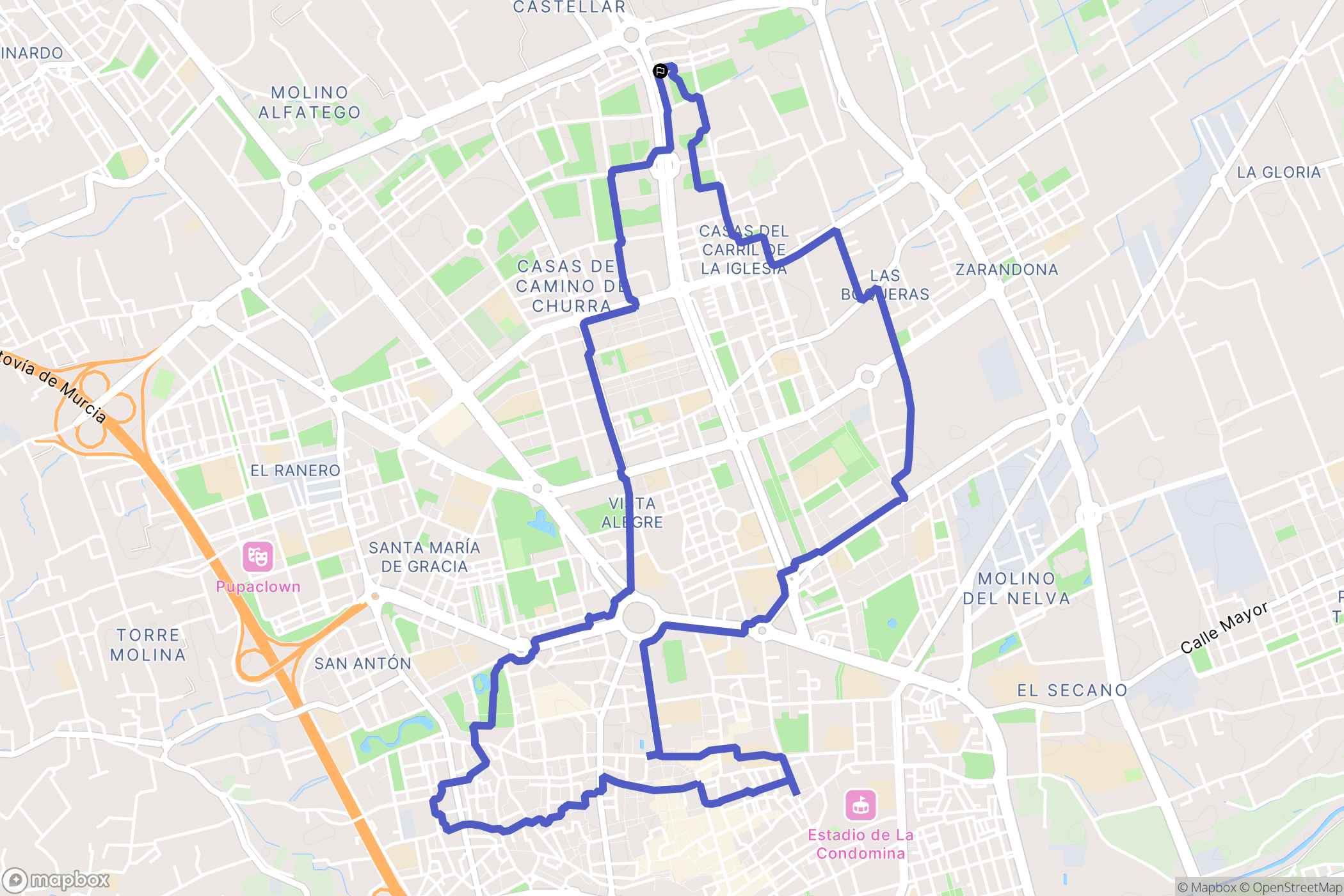 Murcia : carte du parcours de randonnée - Spain
