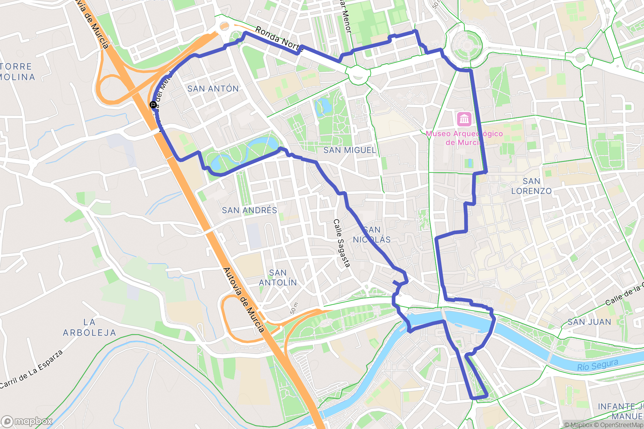 Murcia : carte du parcours de randonnée - Spain