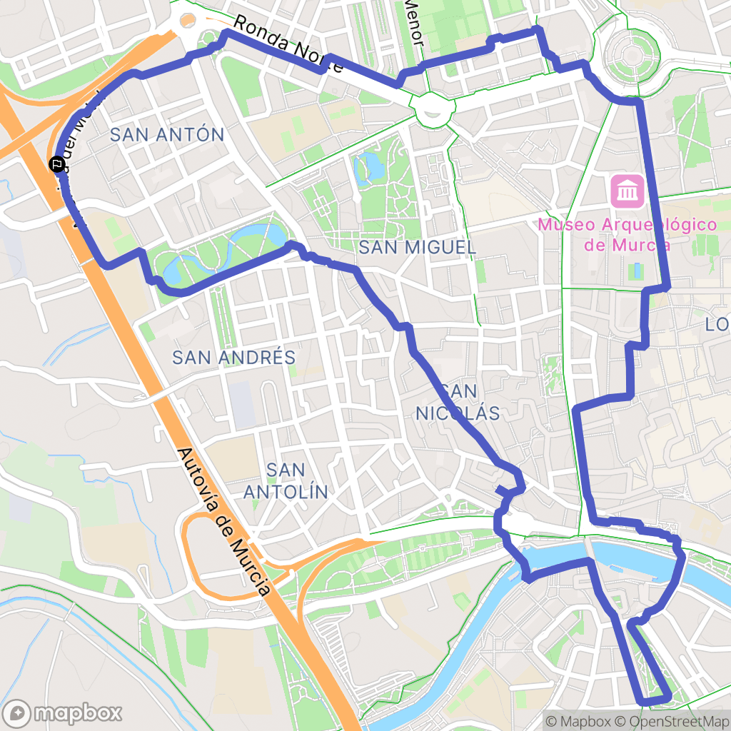 Murcia : carte du parcours de randonnée - Spain