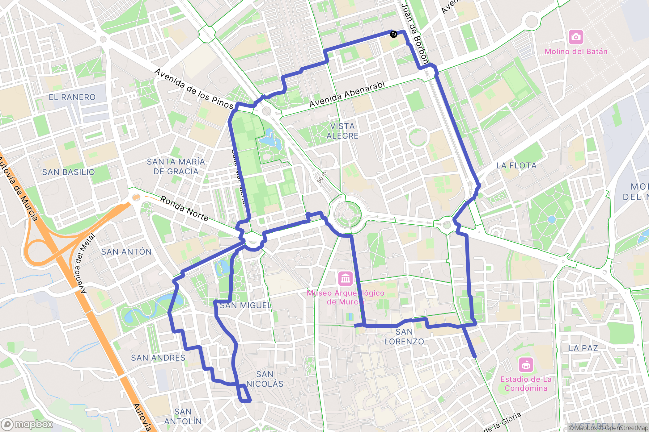 Murcia : carte du parcours de randonnée - Spain