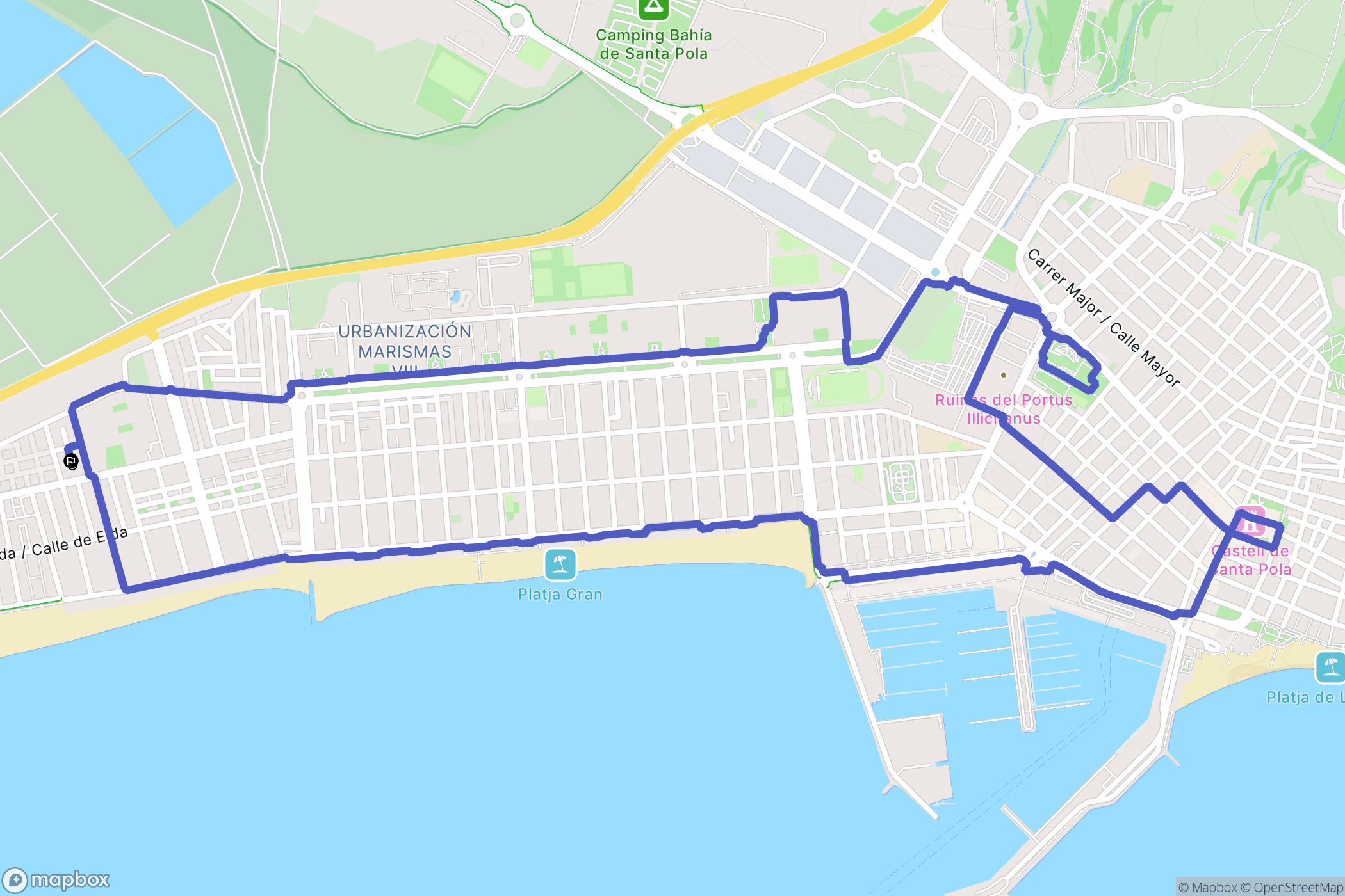 Santa Pola : carte du parcours de randonnée - Spain
