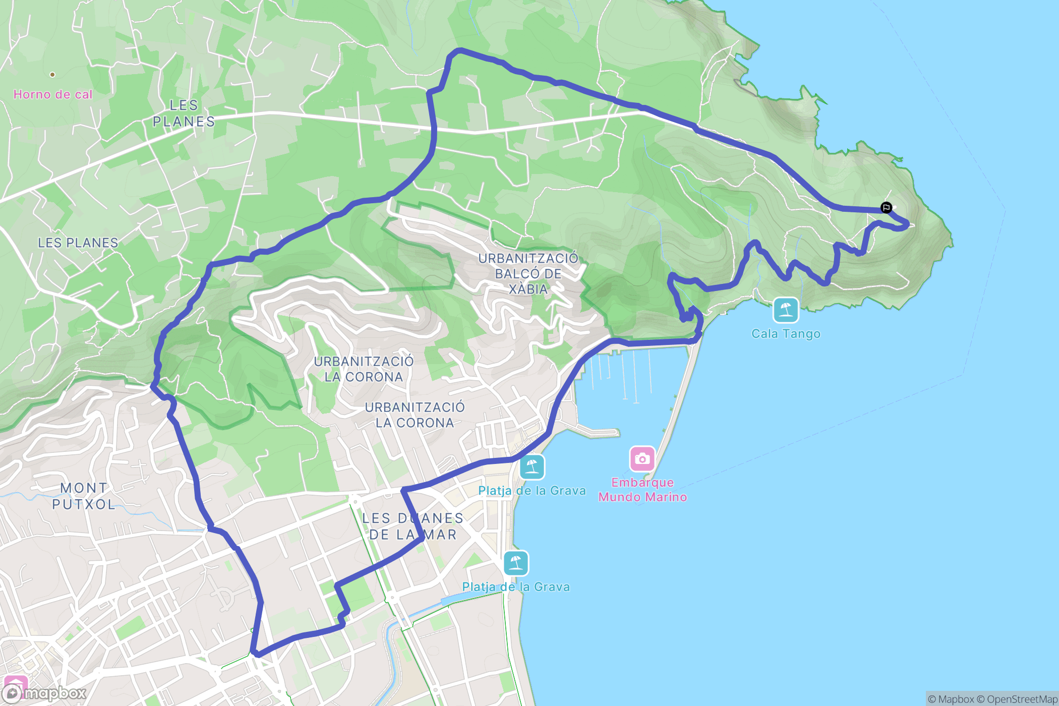 Xàbia : carte du parcours de randonnée - Spain