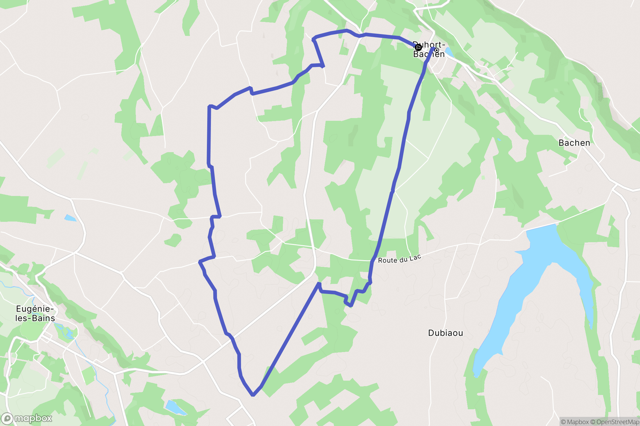 Duhort-Bachen : carte du parcours de randonnée - France
