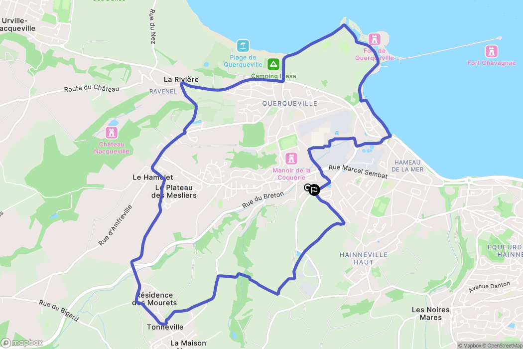 Cherbourg-en-Cotentin : carte du parcours de randonnée - France