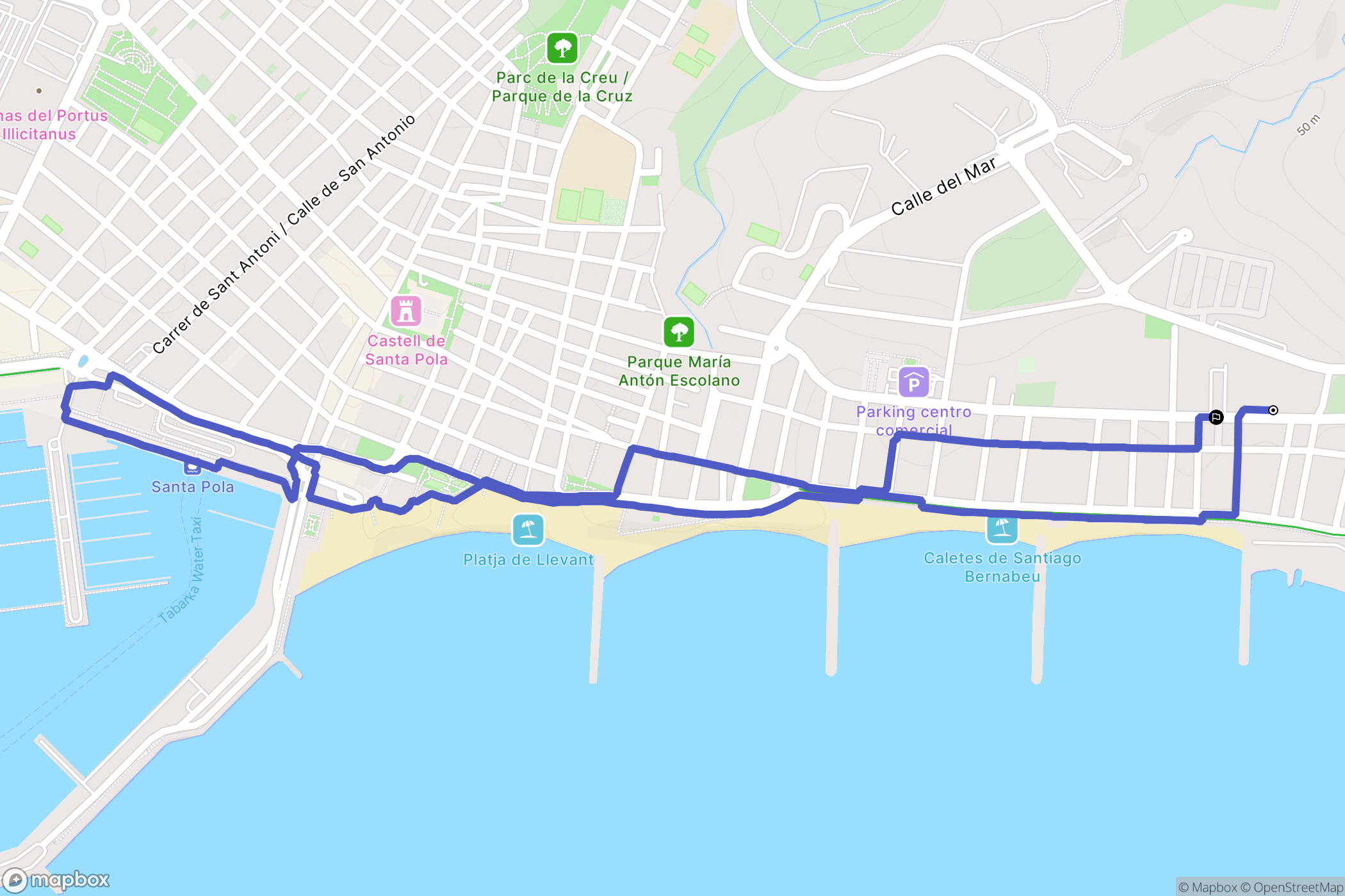 Santa Pola : carte du parcours de randonnée - Spain