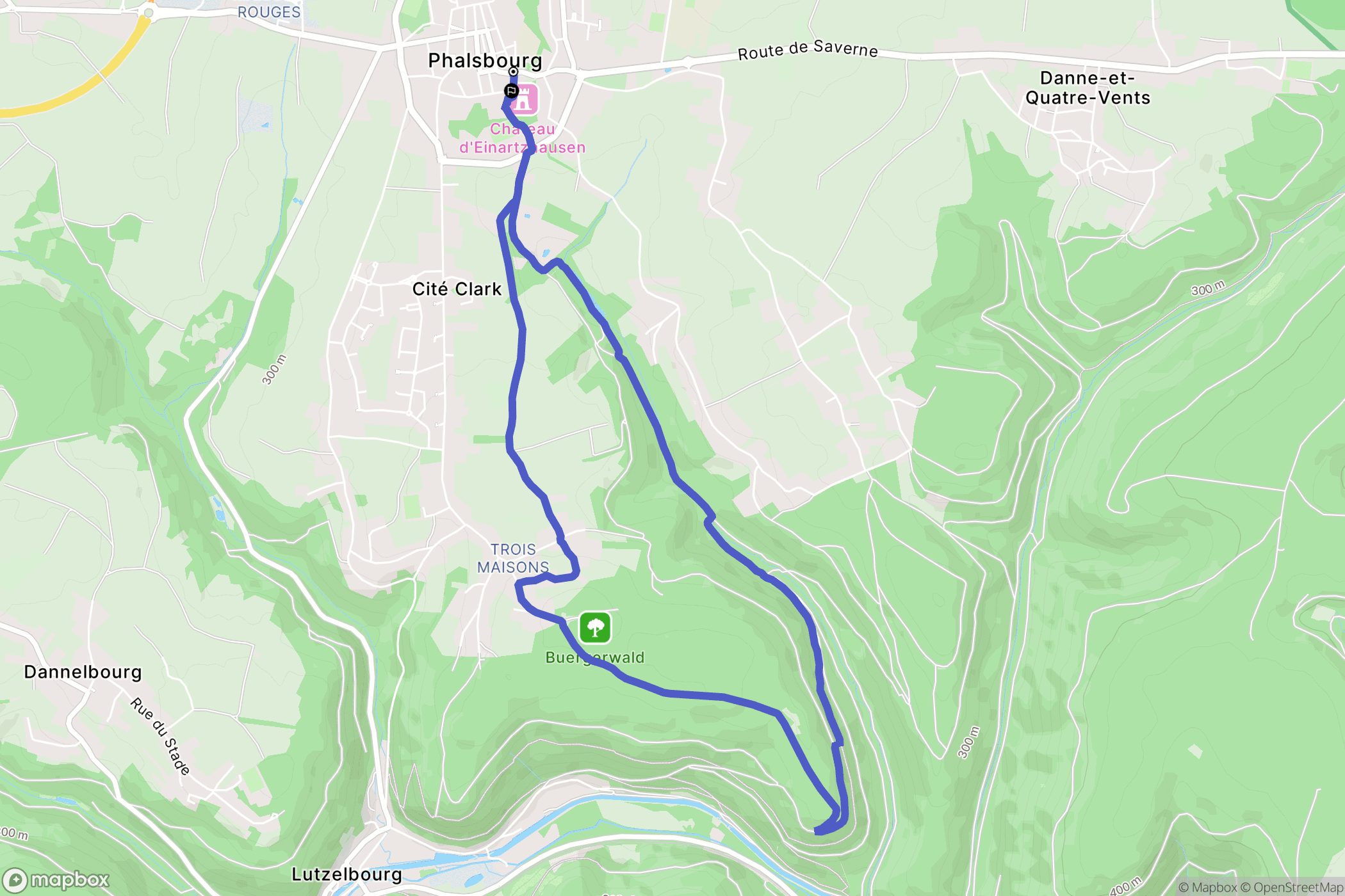 Phalsbourg : carte du parcours de randonnée - France