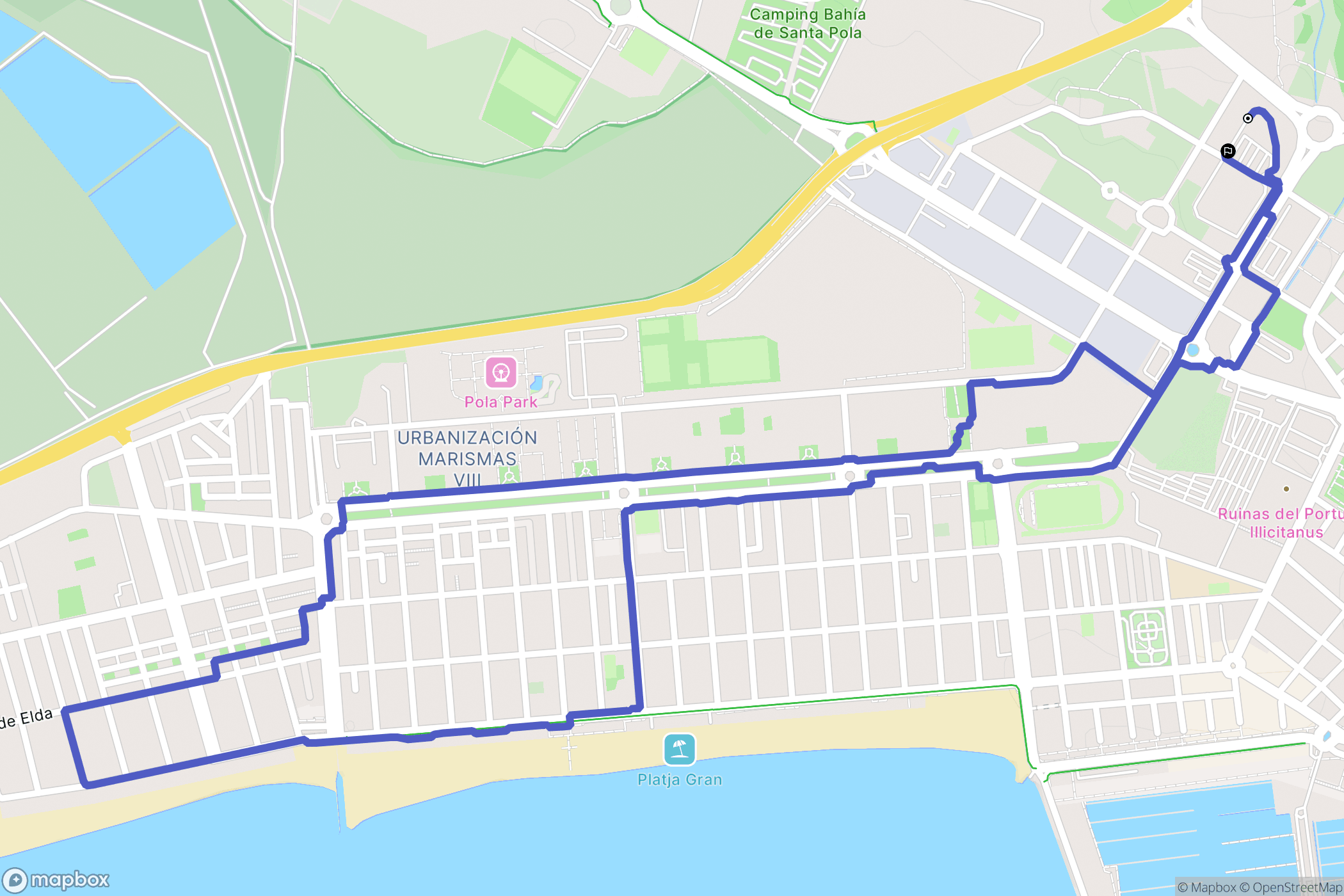 Santa Pola : carte du parcours de randonnée - Spain