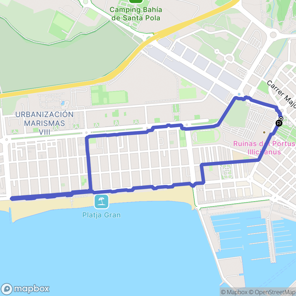 Santa Pola : carte du parcours de randonnée - Spain