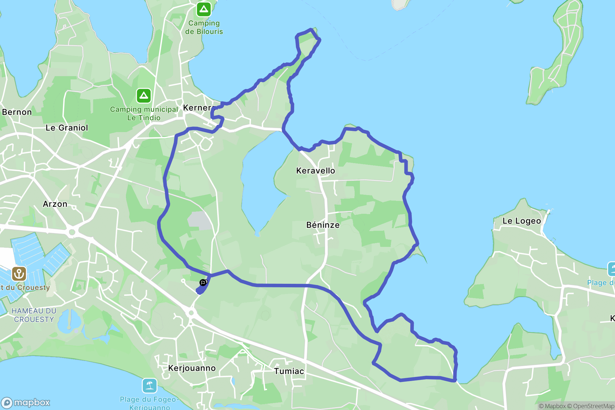 Arzon : carte du parcours de randonnée - France
