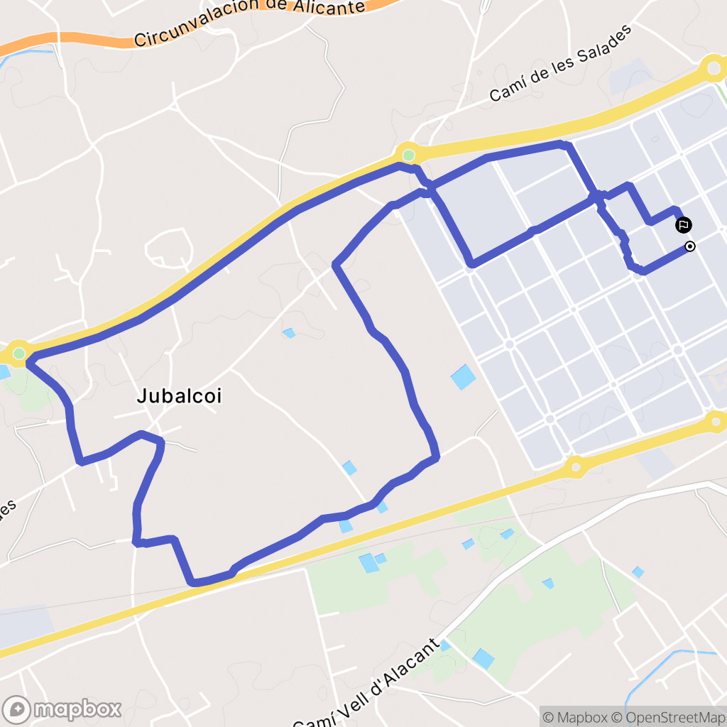 Elche : carte du parcours de randonnée - Spain