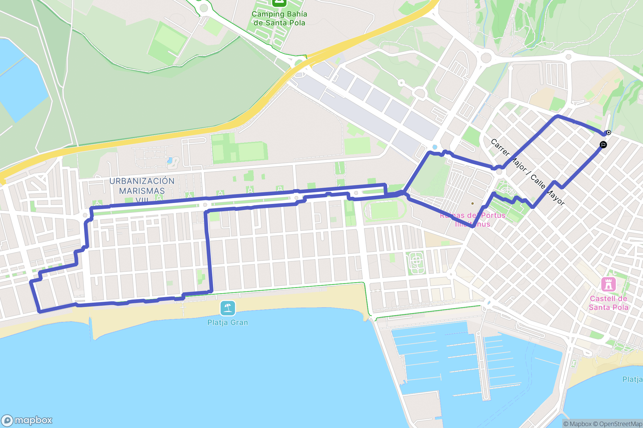 Santa Pola : carte du parcours de randonnée - Spain