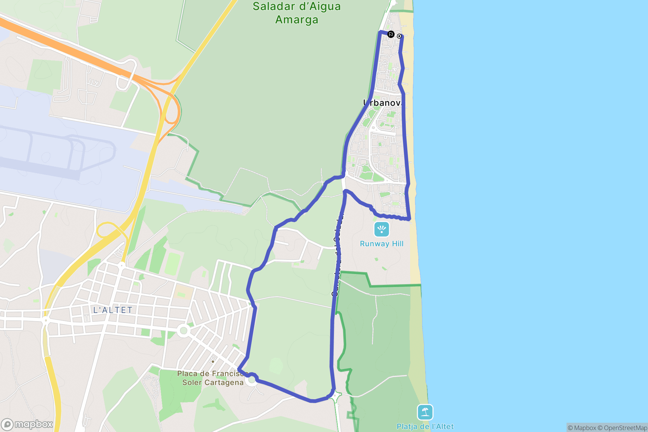 Urbanova : carte du parcours de randonnée - Spain