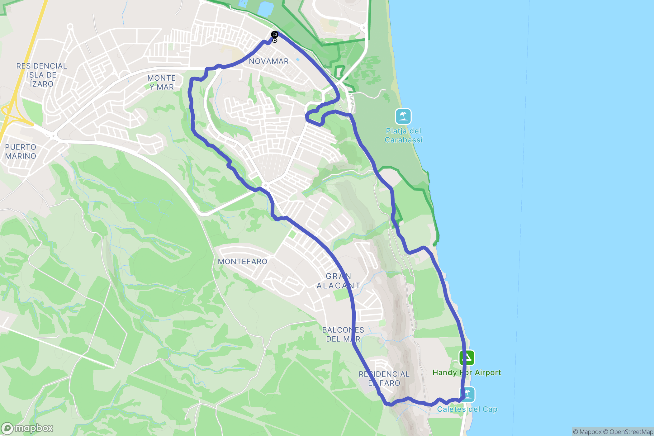 el Gran Alacant : carte du parcours de randonnée - Spain