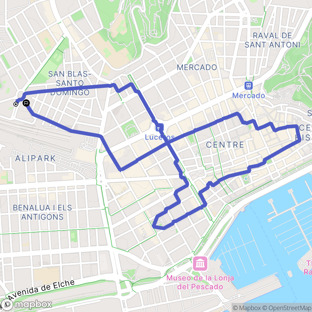 Alicante (Alacant) : carte du parcours de randonnée - Spain