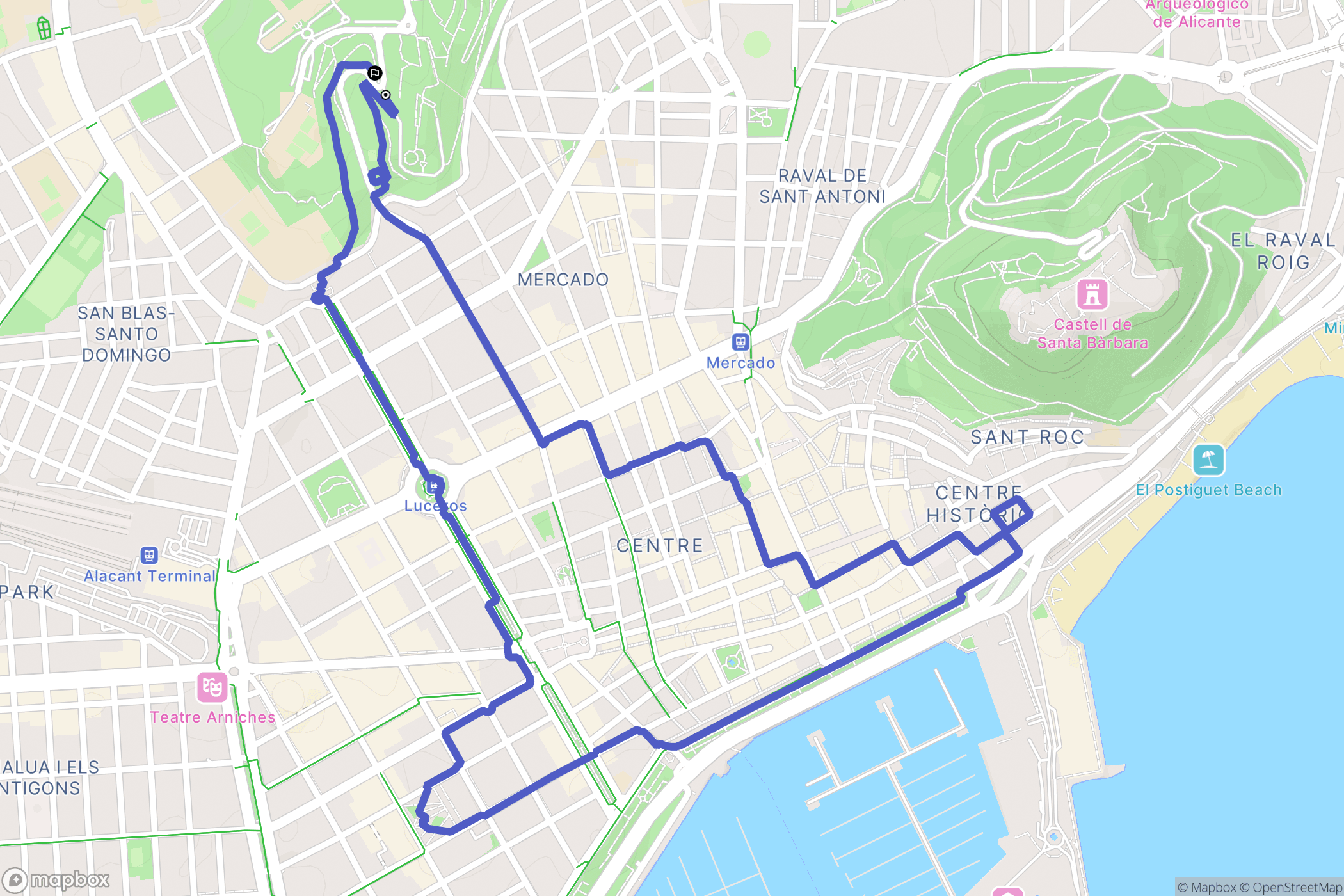 Alacant : carte du parcours de randonnée - Spain