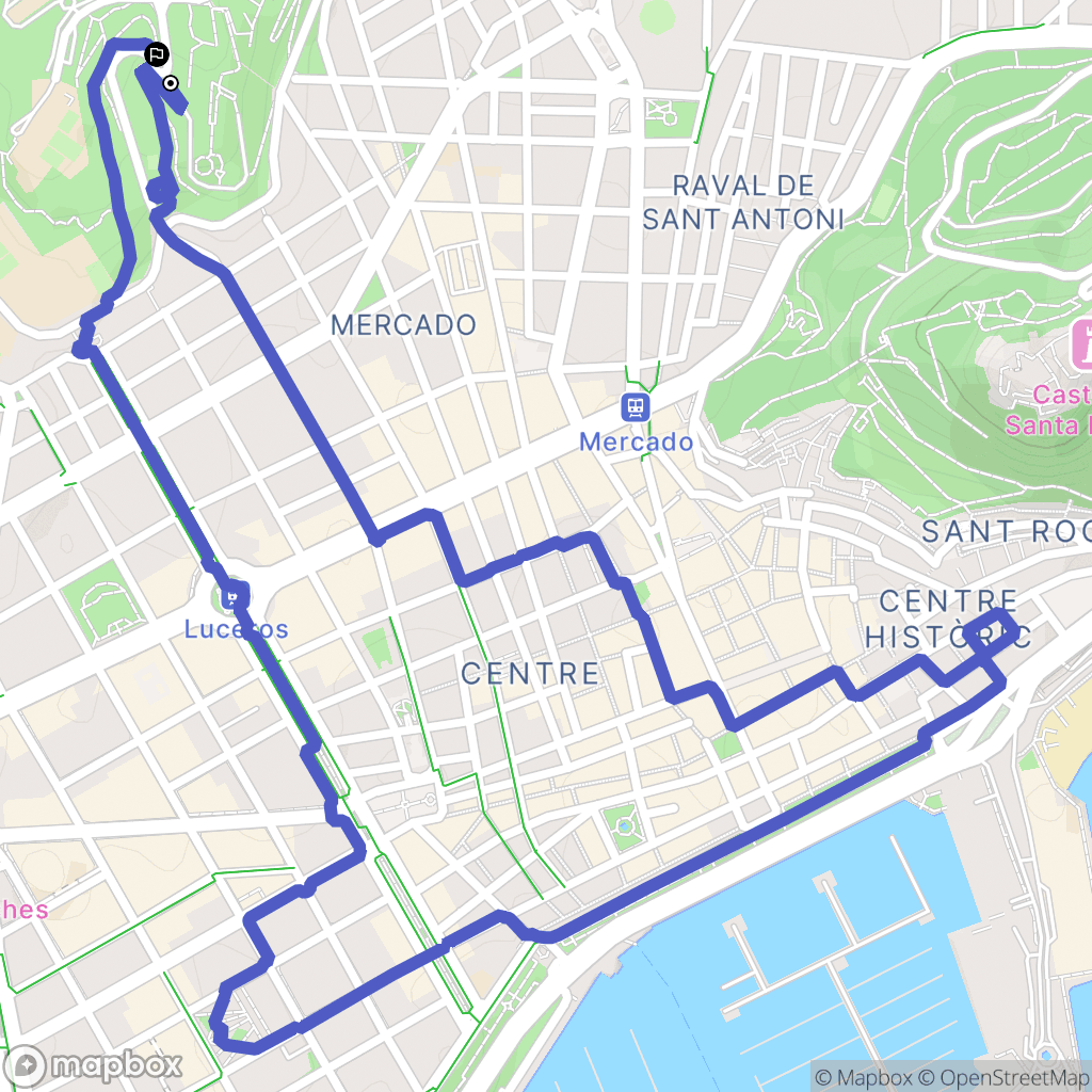 Alacant : carte du parcours de randonnée - Spain