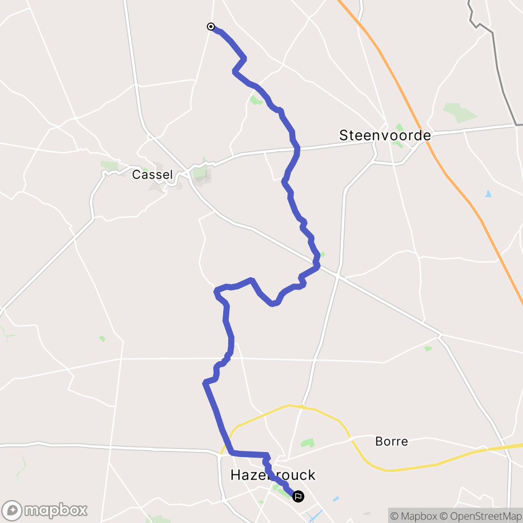 Oudezeele : carte du parcours de randonnée - France