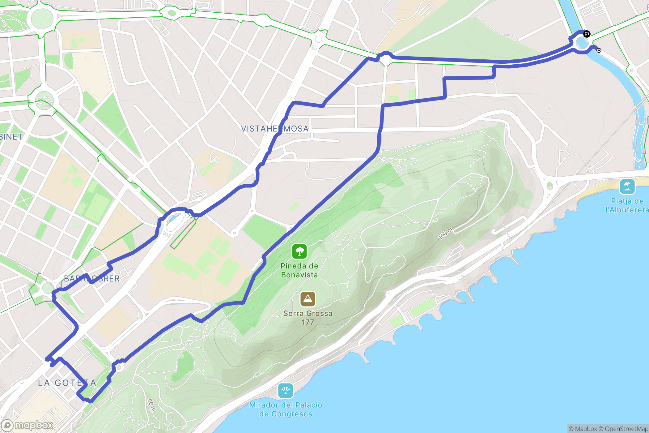 Alacant : carte du parcours de randonnée - Spain