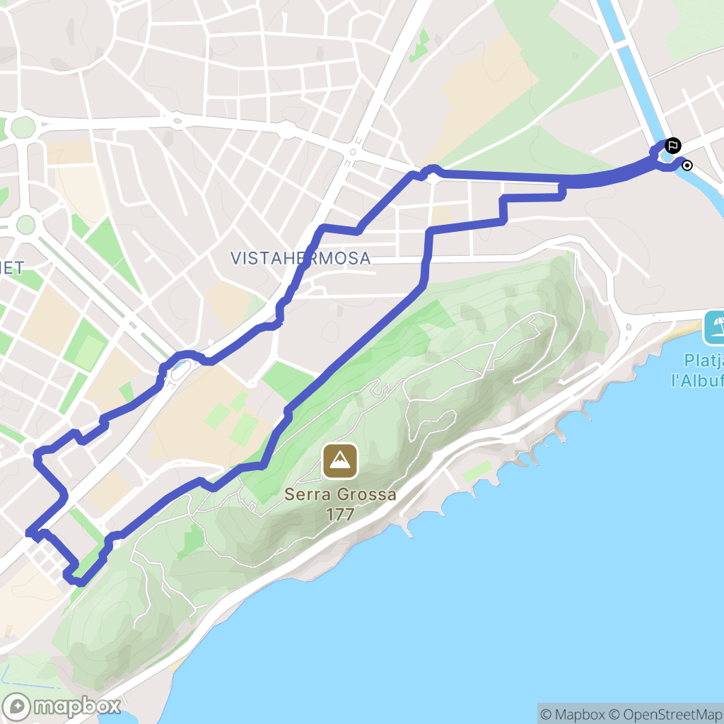 Alacant : carte du parcours de randonnée - Spain