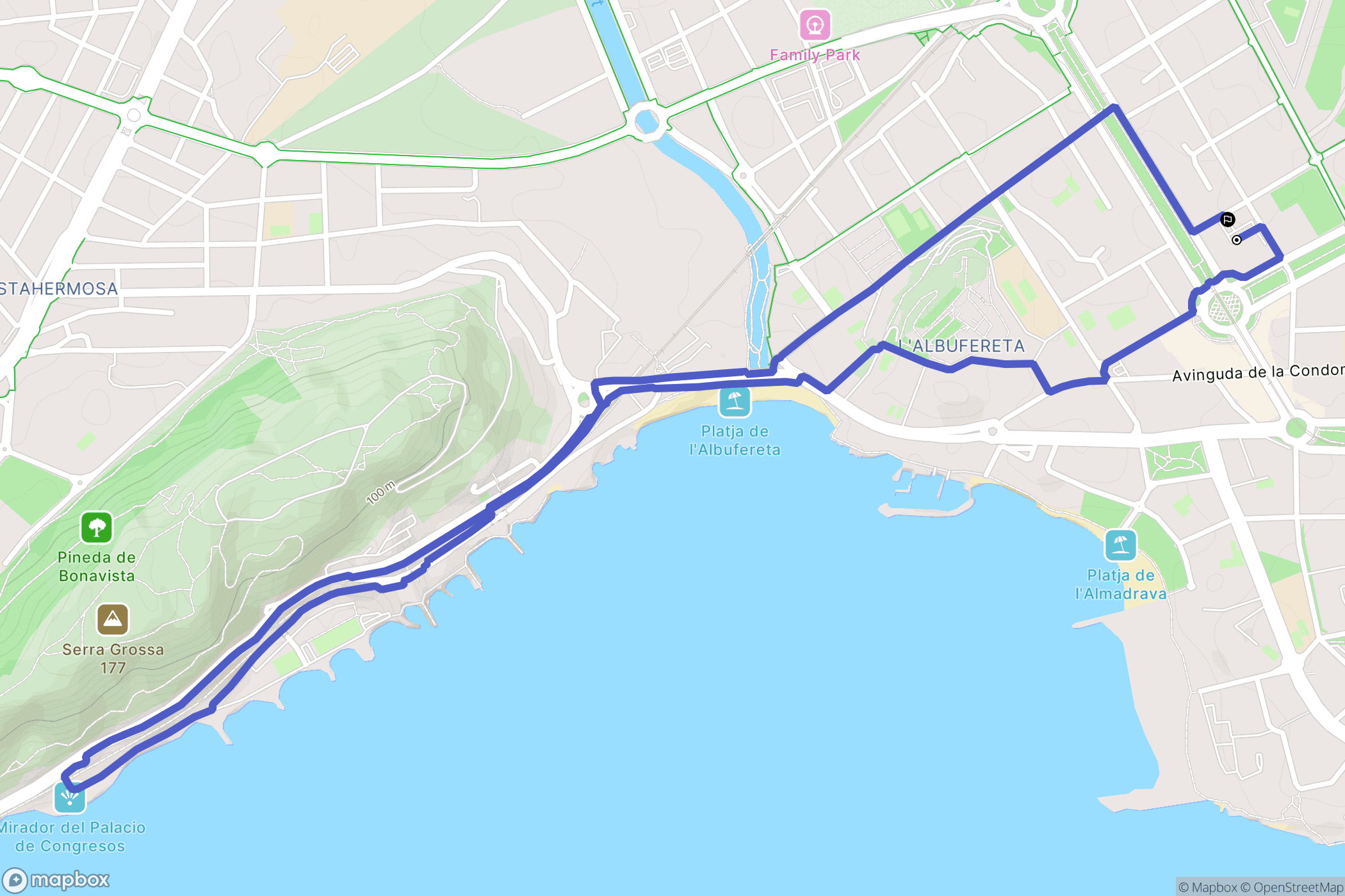 Alicante (Alacant) : carte du parcours de randonnée - Spain