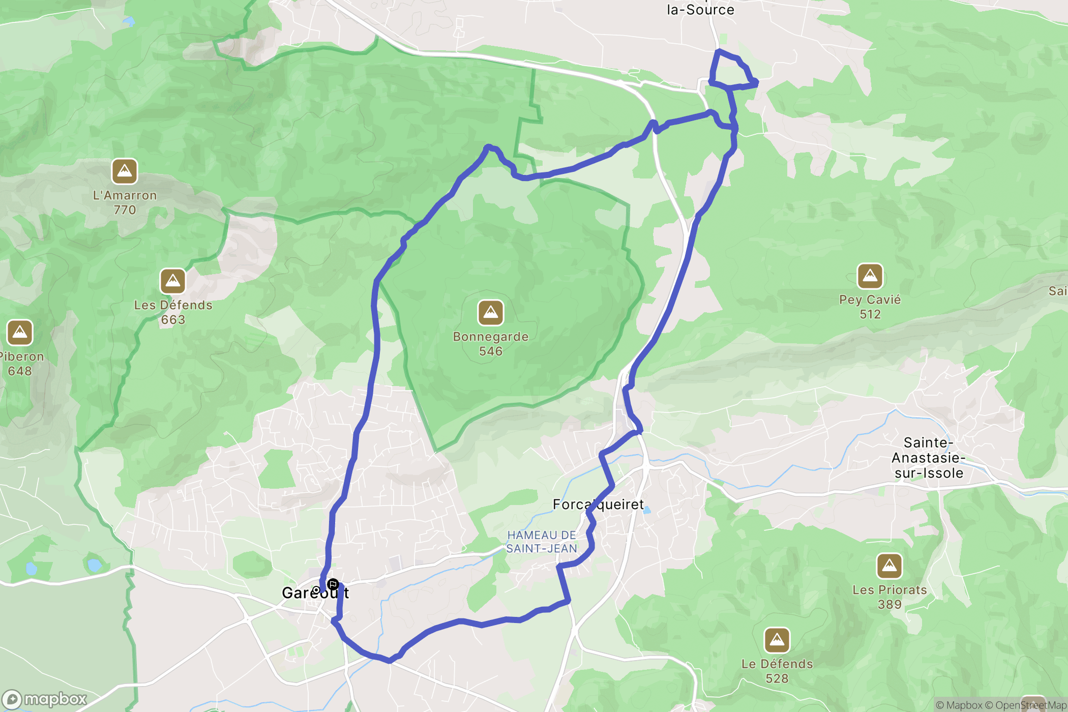Garéoult : carte du parcours de randonnée - France