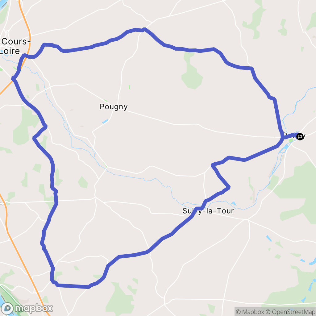 Donzy : carte du parcours de randonnée - France
