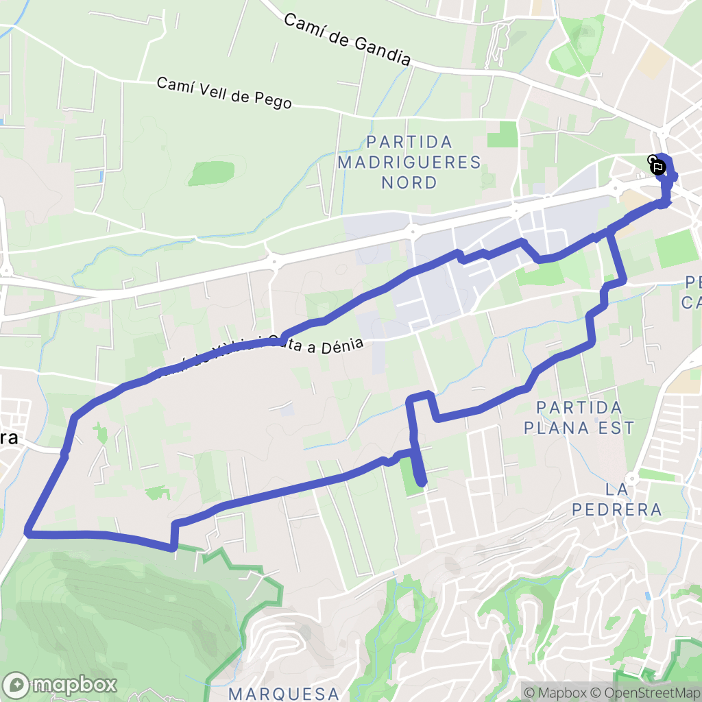 Dénia : carte du parcours de randonnée - Spain