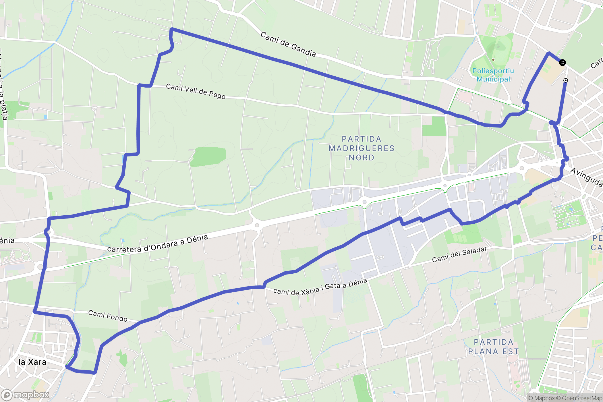 Dénia : carte du parcours de randonnée - Spain