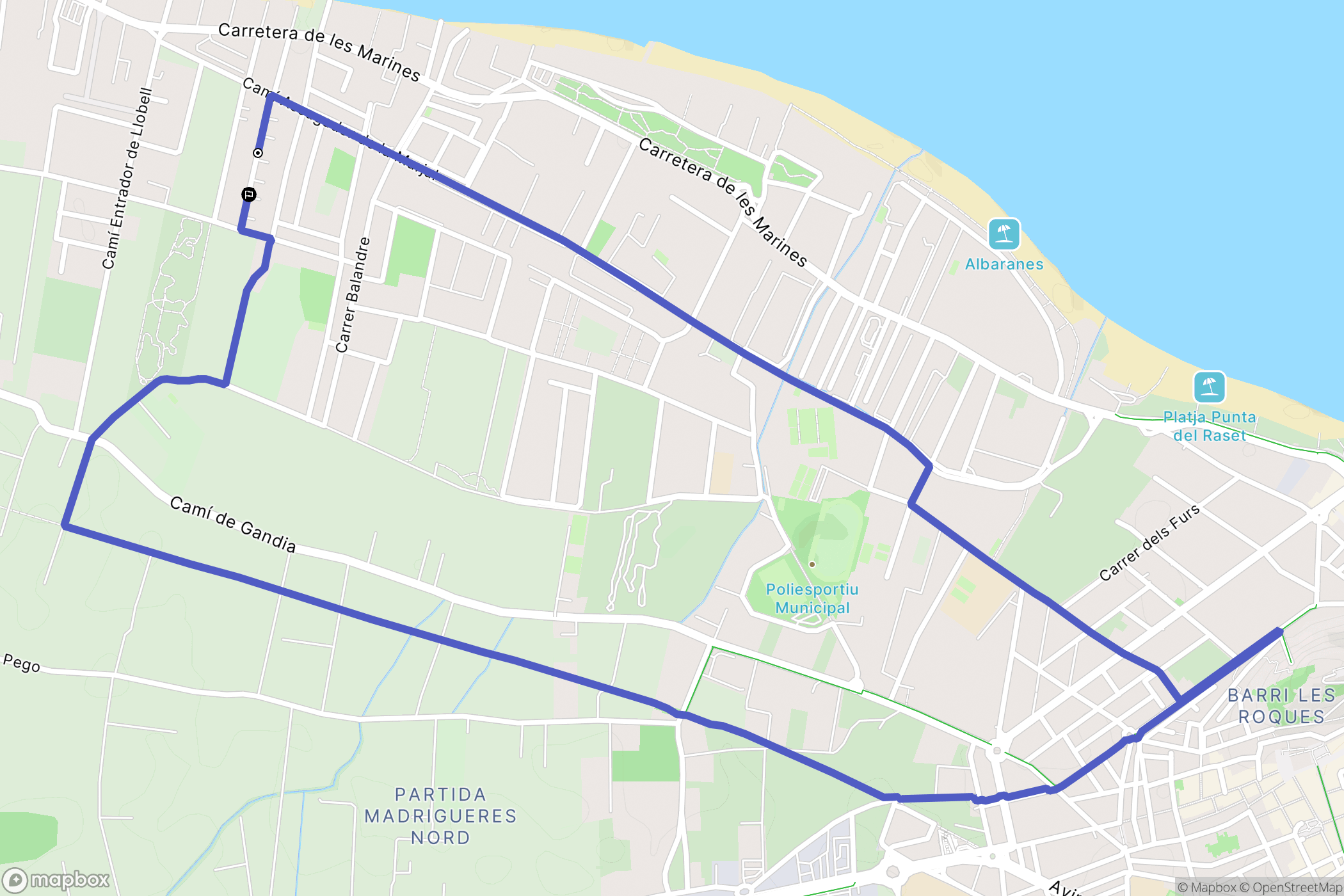 Dénia : carte du parcours de randonnée - Spain