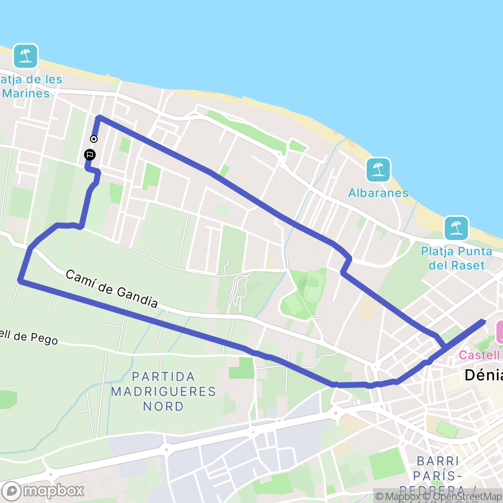 Dénia : carte du parcours de randonnée - Spain