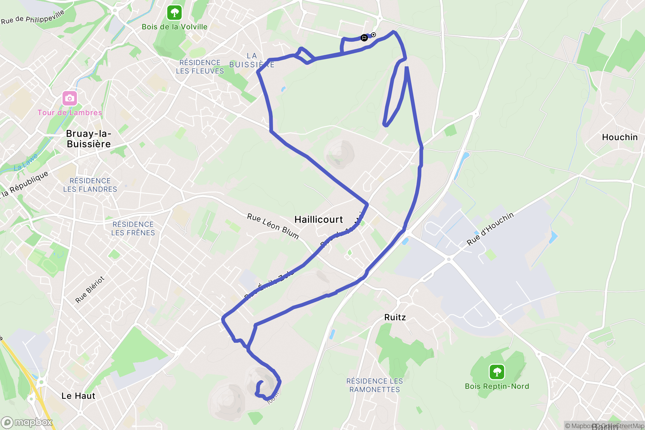 Bruay-la-Buissière : carte du parcours de randonnée - France