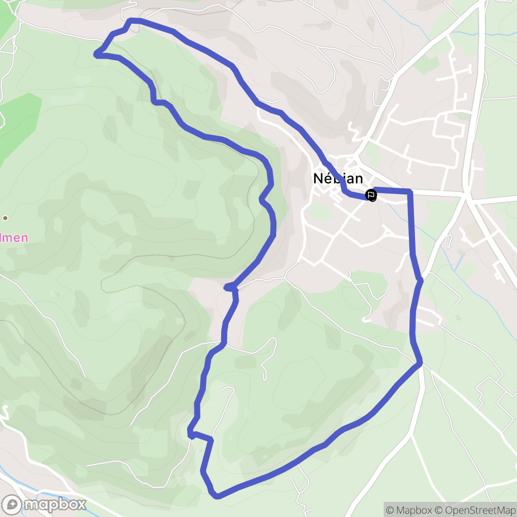 Nébian : carte du parcours de randonnée - France