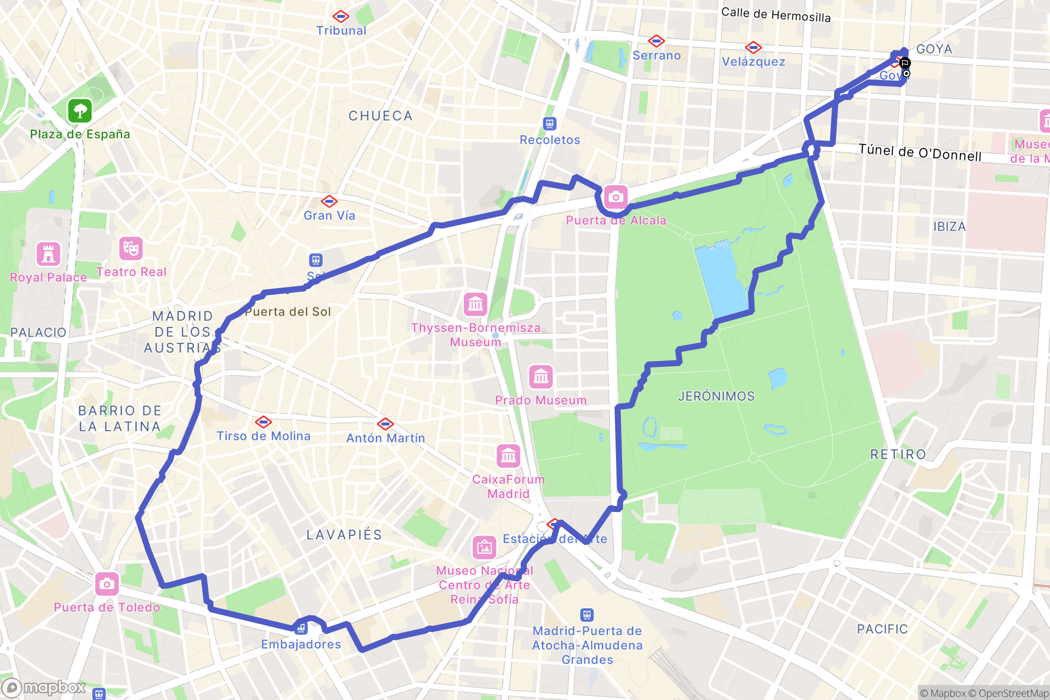 Madrid : carte du parcours de randonnée - Spain