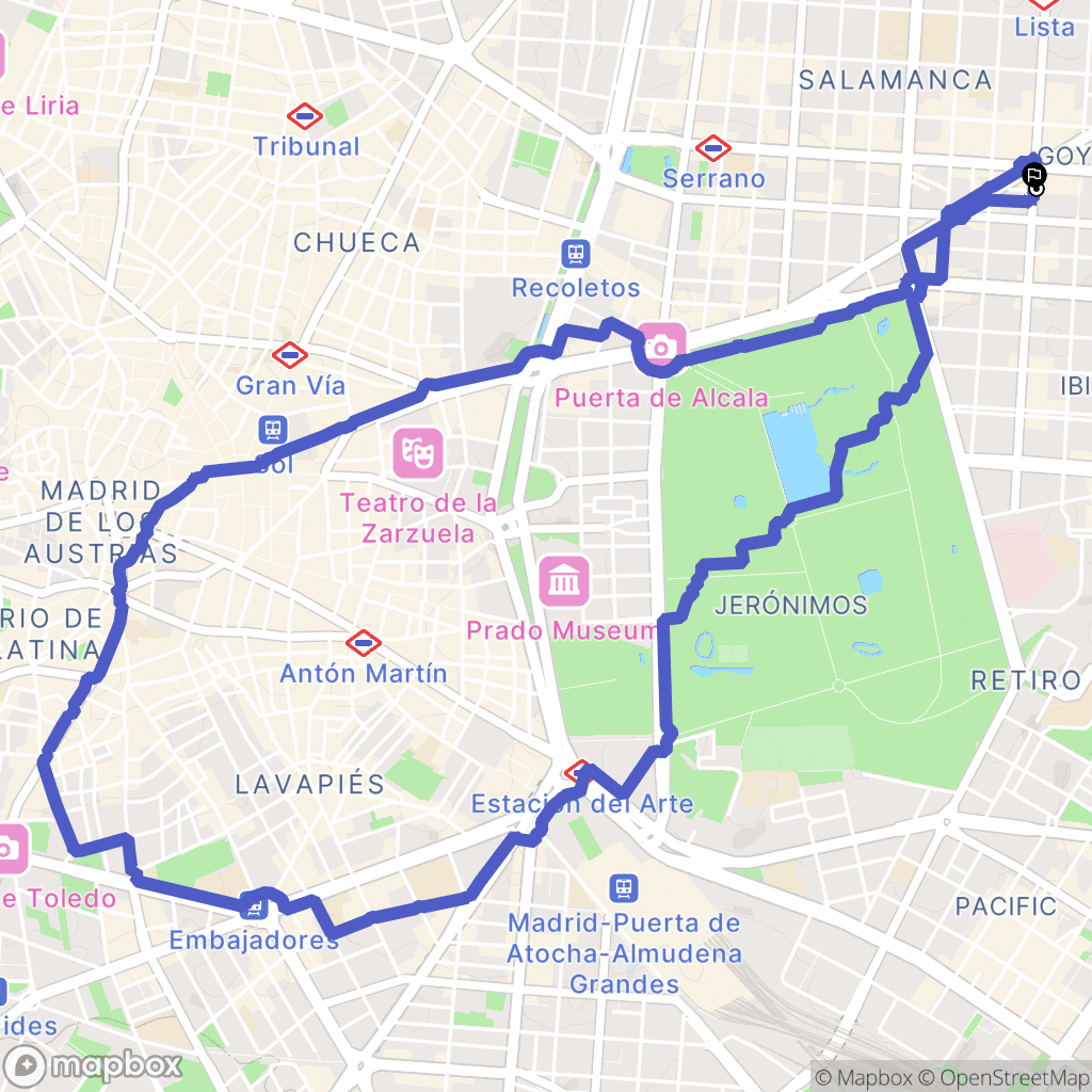 Madrid : carte du parcours de randonnée - Spain