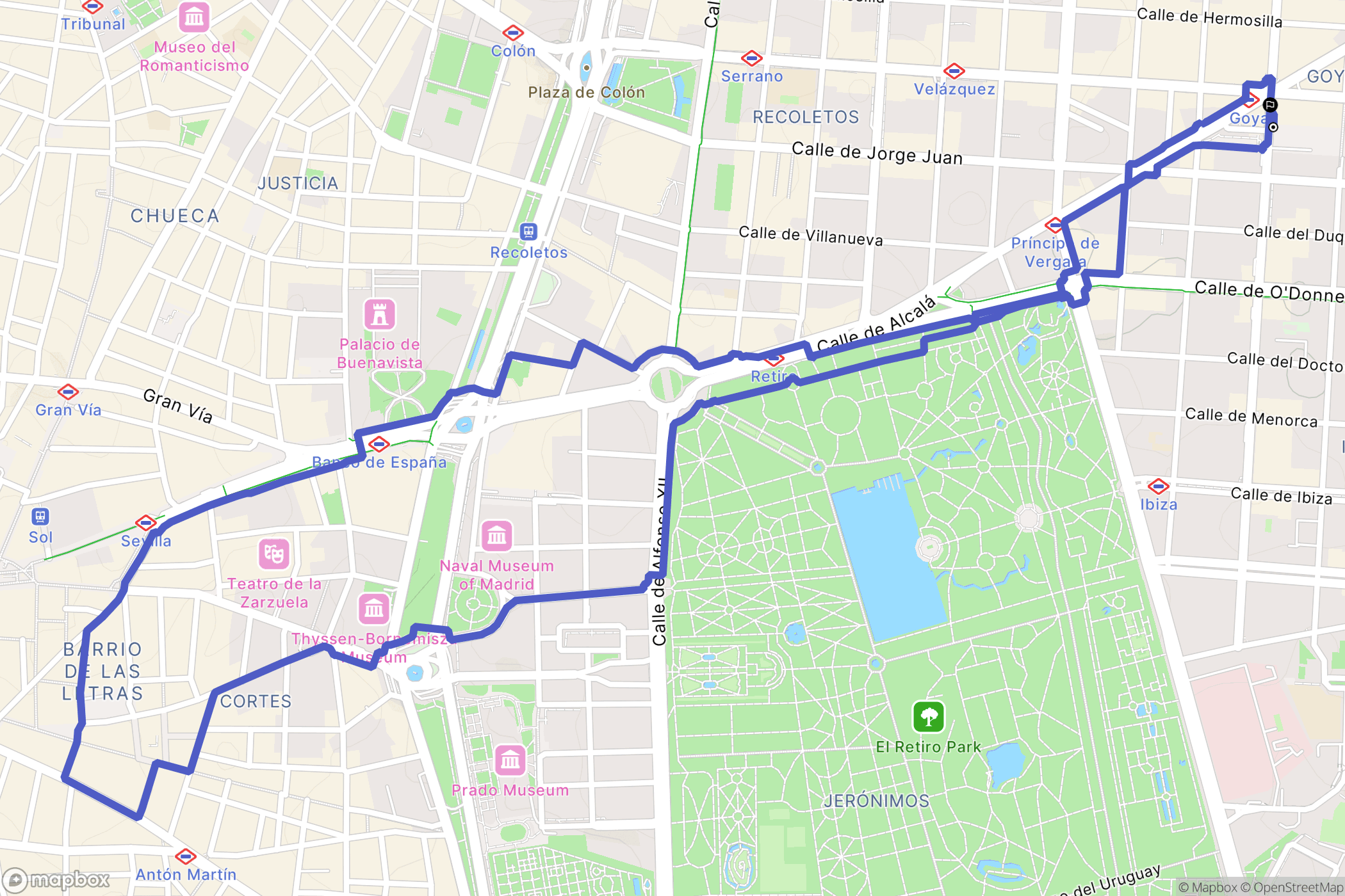Madrid : carte du parcours de randonnée - Spain