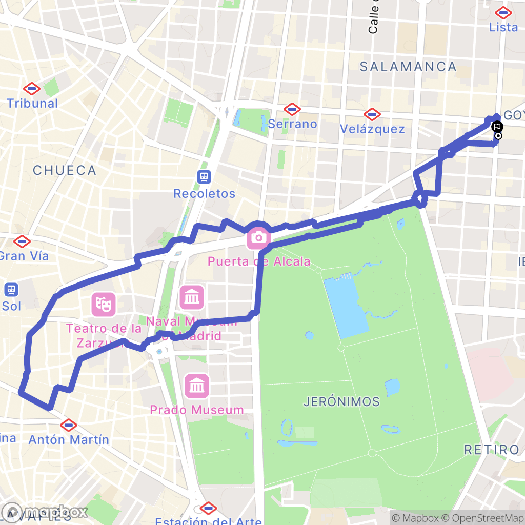 Madrid : carte du parcours de randonnée - Spain