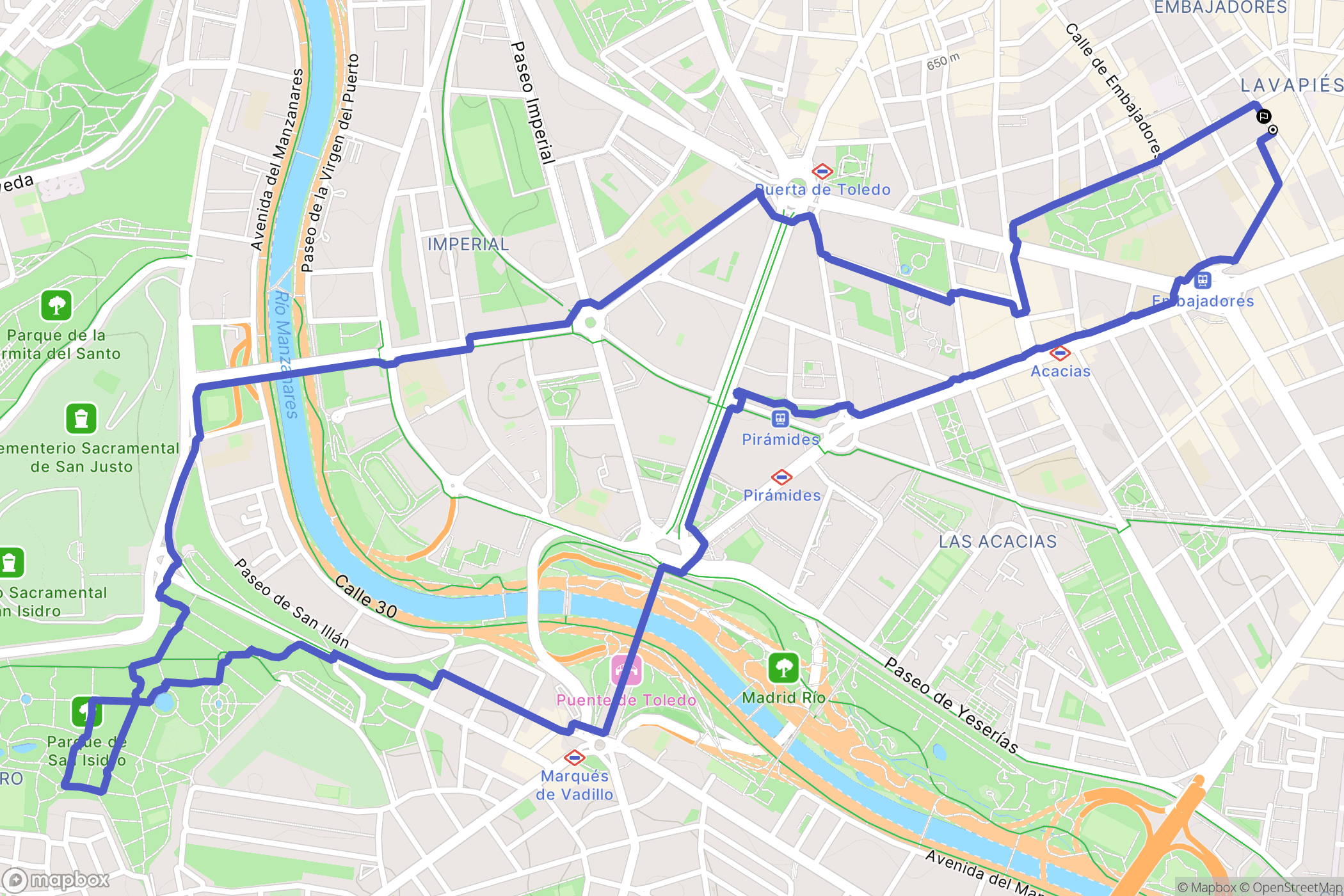 Madrid : carte du parcours de randonnée - Spain