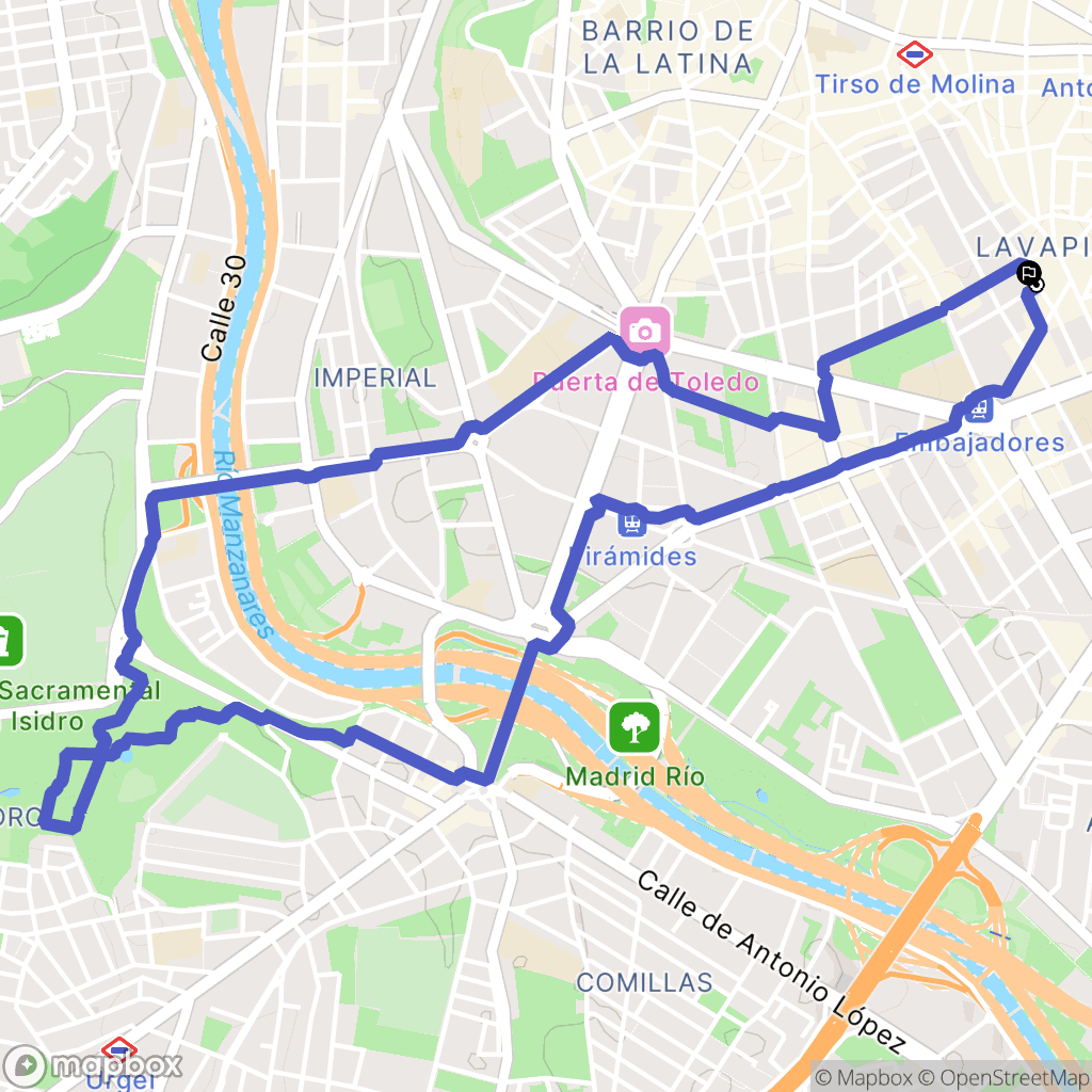 Madrid : carte du parcours de randonnée - Spain